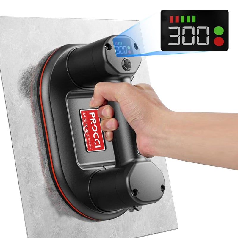 Procci Battery Suction Cup,10 in Diameter, 2 Brushless Motors, 300 KG / 660 lbs Suction Power, LCD Display for Suction Power & Battery Level, 4000 mAh Battery, 10h Runtime - Image 1